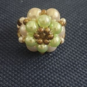 EARLY COSTUME SIZE 6 FAUX PEARL RING HANDMADE VINTAGE CONDITION ISSUE!!!